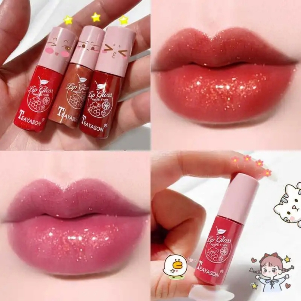 Glitter lipgloss red and pink cute kawaii lipstick sample